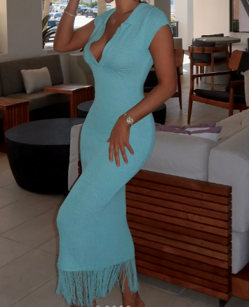 Seaside Chill Crotchet Midi Dress