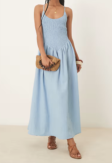 Scoop Neck Crinkle Maxi Dress