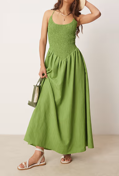 Scoop Neck Crinkle Maxi Dress