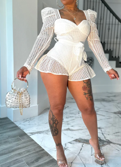 Long Sleeve Hollow Romper