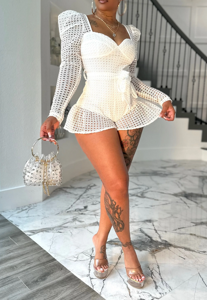 Long Sleeve Hollow Romper