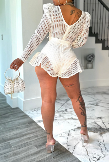 Long Sleeve Hollow Romper