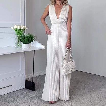 Sleeveless Deep V Sexy High Waisted Jumpsuit