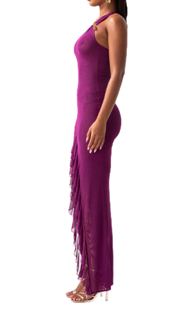 One Shoulder Mesh Resort Dress