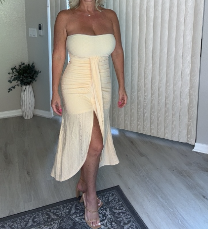 Strapless Hollow Collarless Irregular Dress