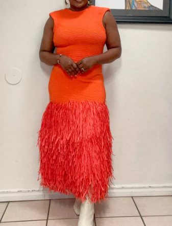 Solid Color Raffia Patchwork Knitted Long Skirt