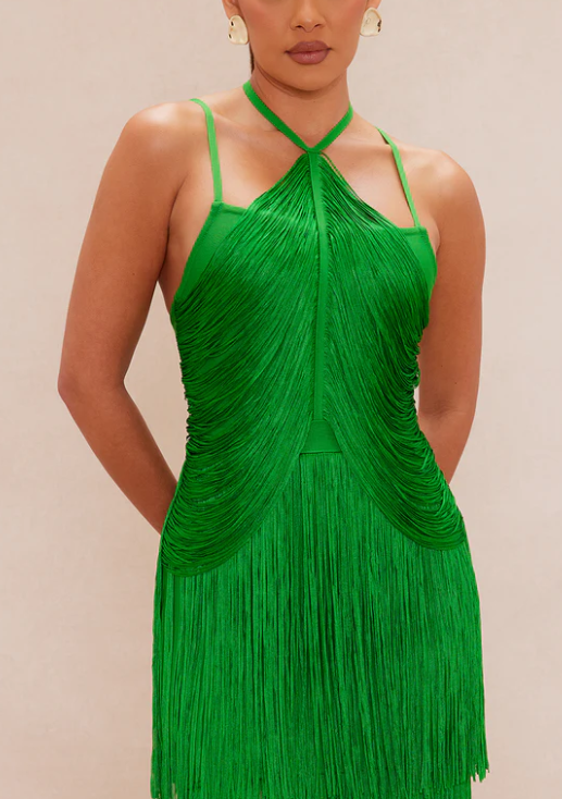 Sexy Backless Fringe Bandage Maxi Dress