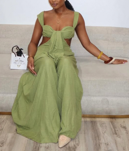 Trendy Lace-up Suspenders Jumpsuit
