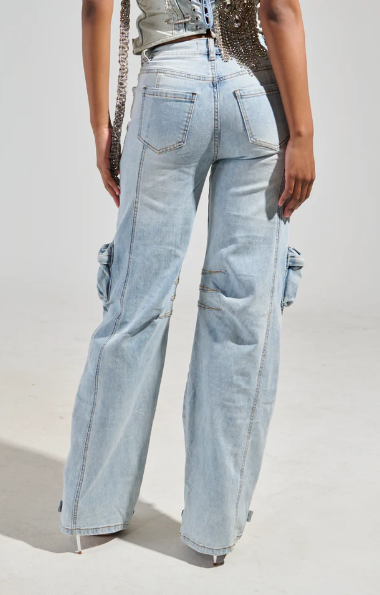 Cargo Denim With Rhinestones