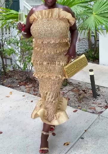 Tube Top Ruffled Slim Fit Hip Cake Skirt