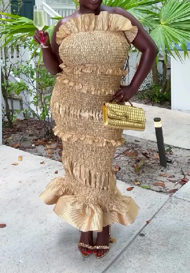 Tube Top Ruffled Slim Fit Hip Cake Skirt