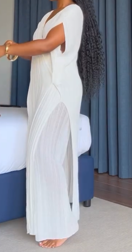 Thin V-neck Knitted Suit