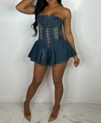 Sexy Strapless Denim Mini Dress