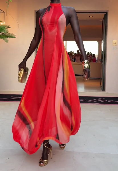 Chiffon Balloon Maxi Dress