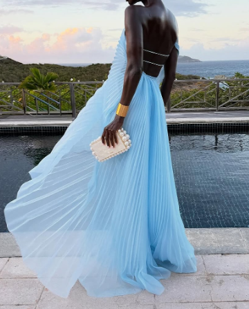 Bohemian Elegance  Pleated Dress