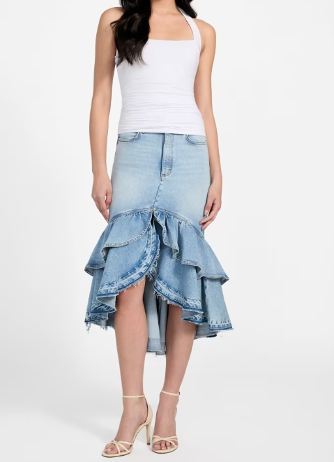 Denim High-Low Skirt