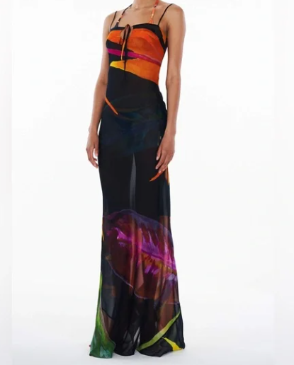 Printed Sexy Sling Slim Hip Dress