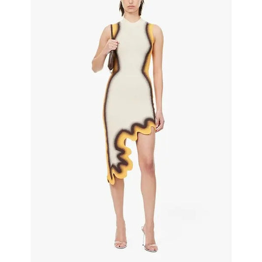 Asymmetric Hem Midi Dress