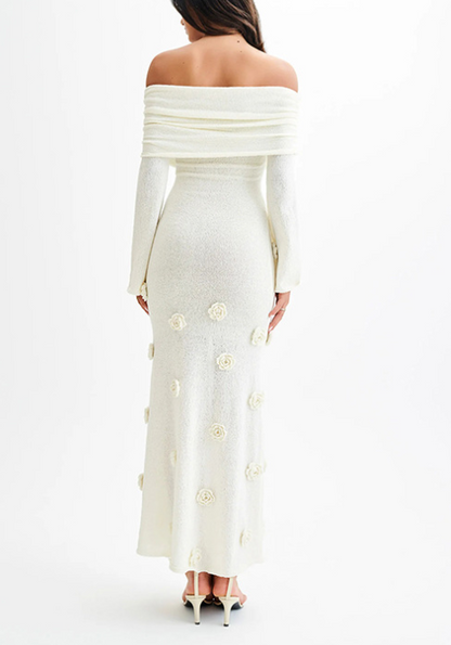 Long Sleeve Off-shoulder Knitted Dress