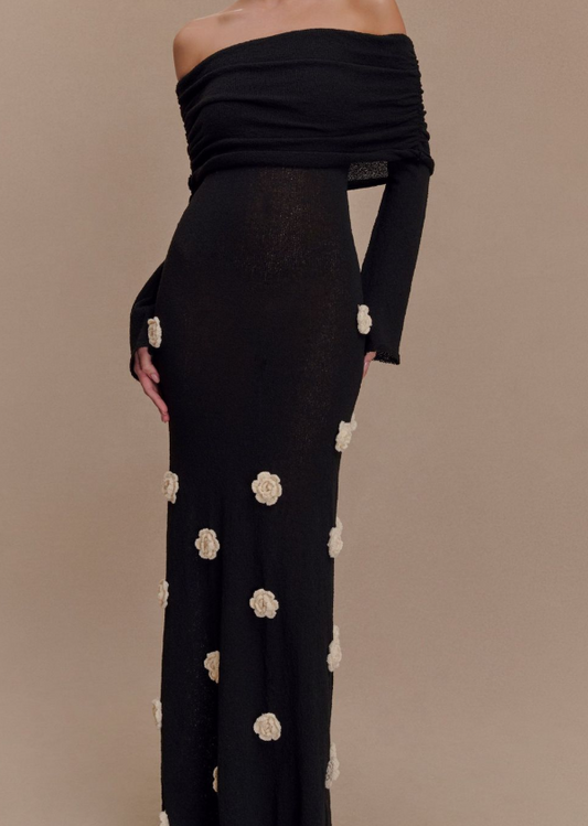 Long Sleeve Off-shoulder Knitted Dress
