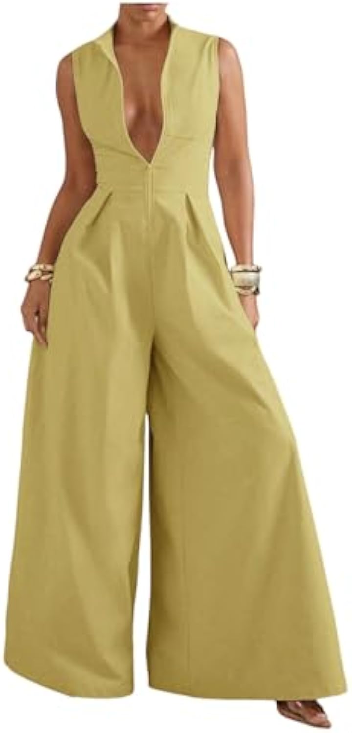 Women's High Waisted Wide Leg Jumpsuit