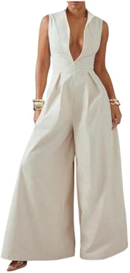 Women's High Waisted Wide Leg Jumpsuit
