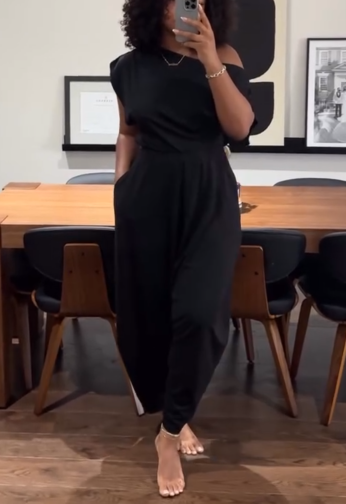 Hip Hop Women Set Off Shoulder T-Shirt Tops and Loose Haren Pants