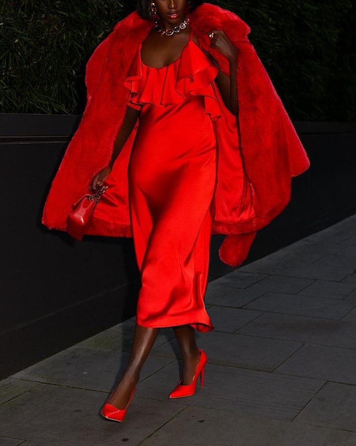 Side Pocket Straight Slip Dress
