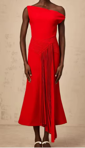 Slant Collar Sleeveless Irregular Elegant Dress