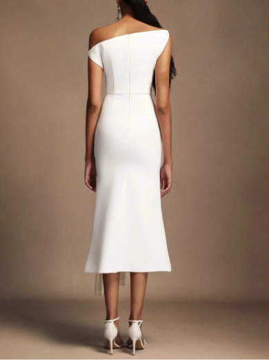Slant Collar Sleeveless Irregular Elegant Dress