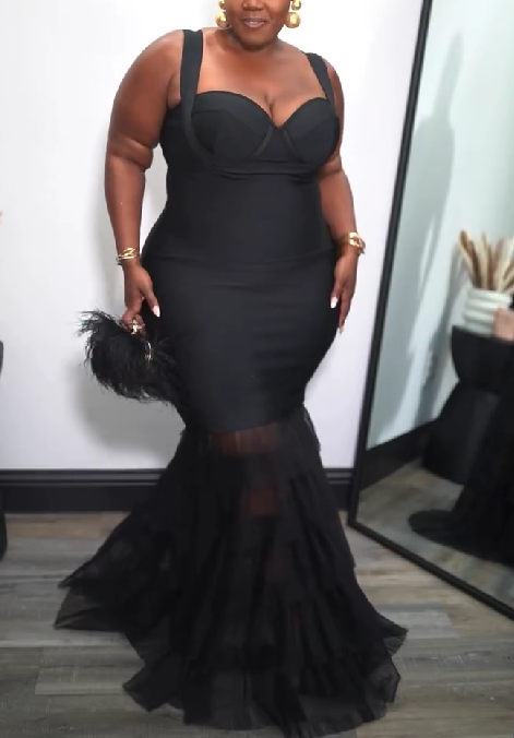 Sexy Fishtail Maxi Skirt With Mesh