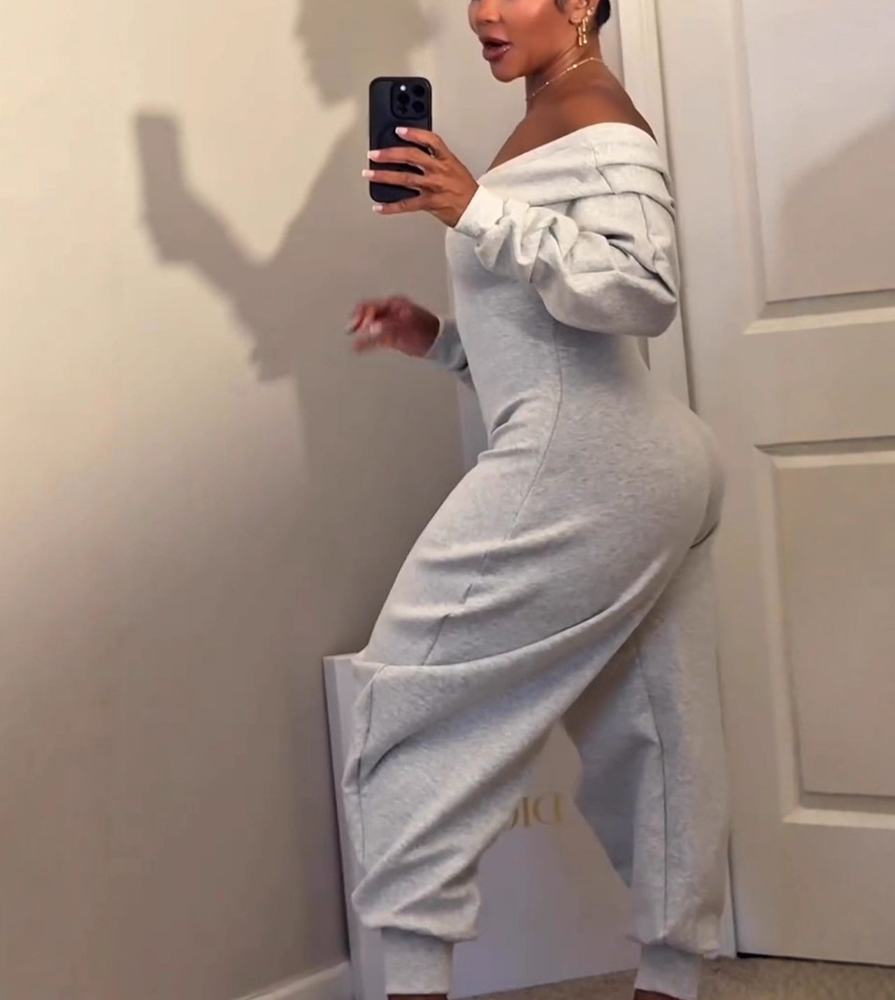 V-neck Sexy Long-sleeved Sports Sweatshirt Jumpsuit