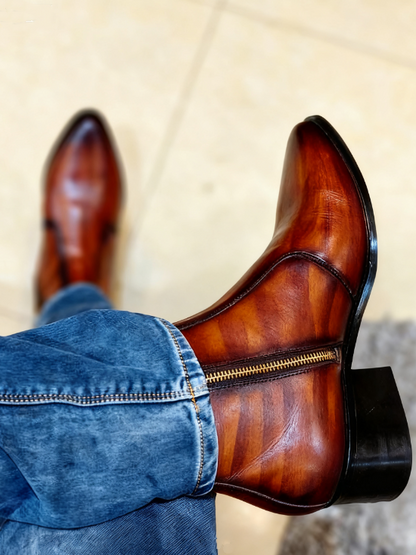 New Shade Pointed Leather Boots