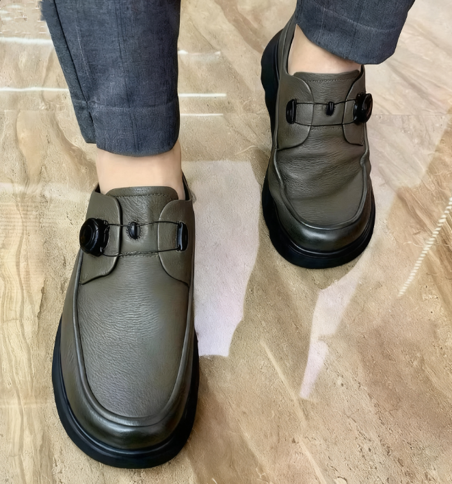 Cowhide Automatic Buckle Fashionable Comfortable Loafers