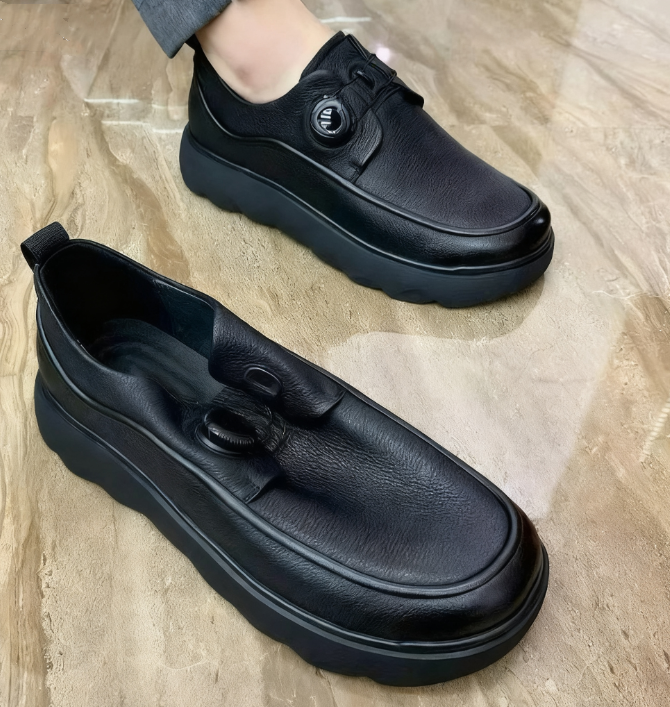 Cowhide Automatic Buckle Fashionable Comfortable Loafers