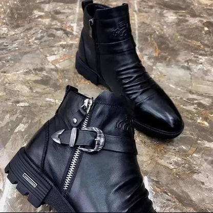 Men Hand Embossed Zipper Martin Boots