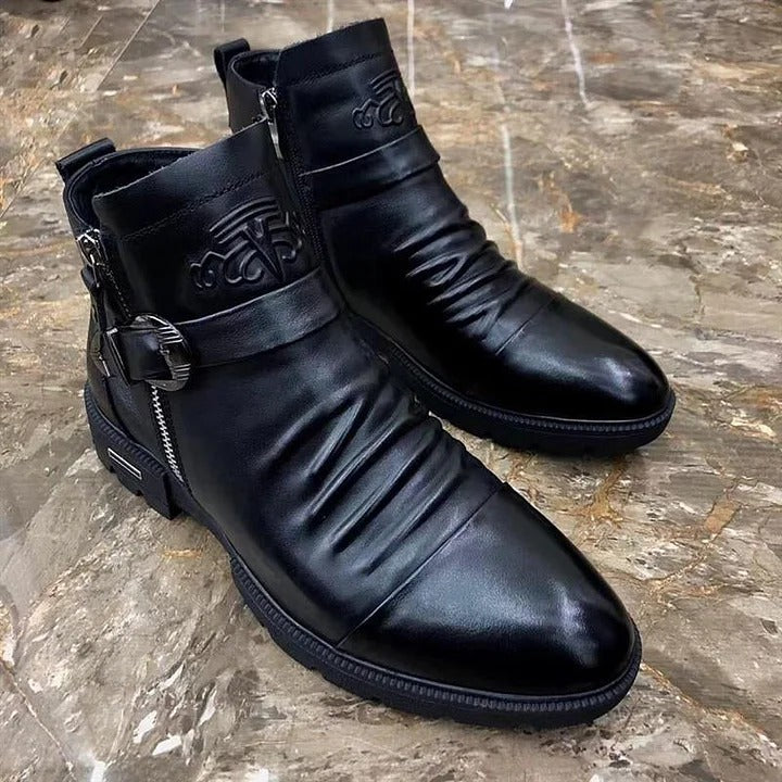 Men Hand Embossed Zipper Martin Boots