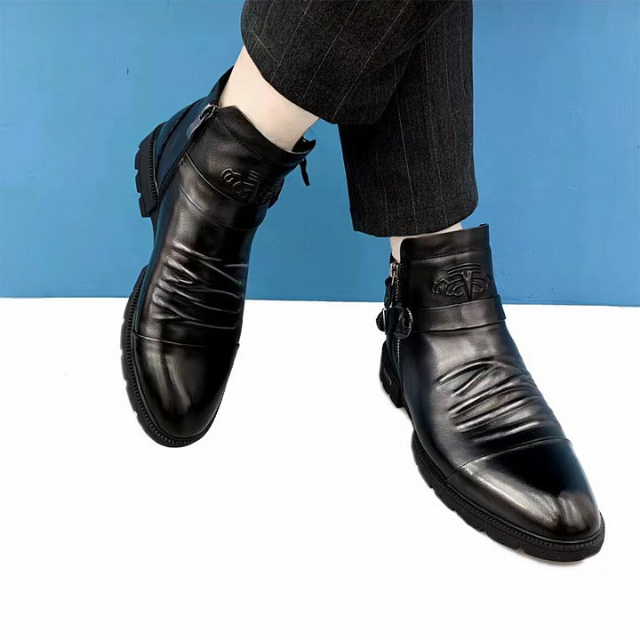 Men Hand Embossed Zipper Martin Boots