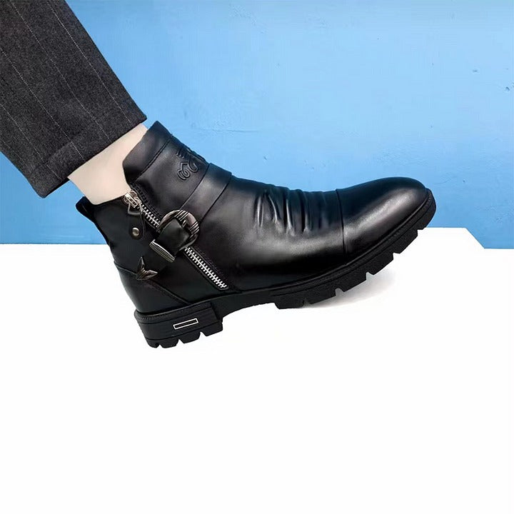 Men Hand Embossed Zipper Martin Boots