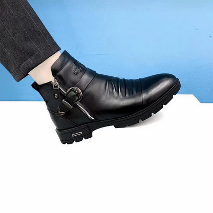 Men Hand Embossed Zipper Martin Boots