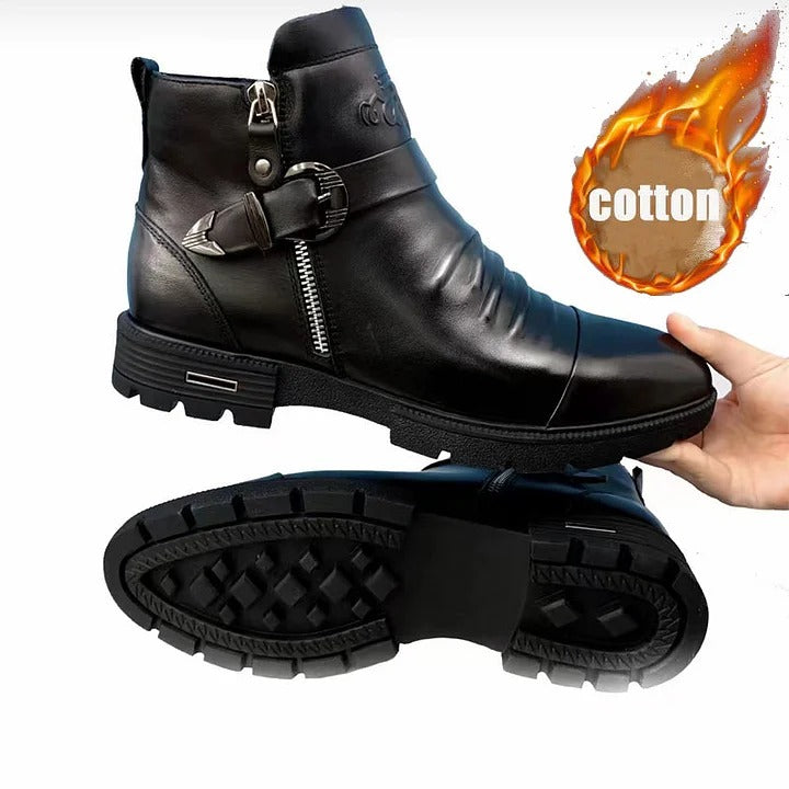 Men Hand Embossed Zipper Martin Boots