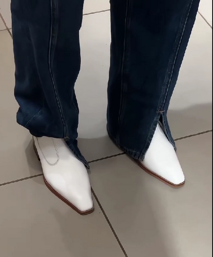 Italian Toe Leather Chain Boots