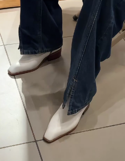 Italian Toe Leather Chain Boots