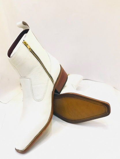 Italian Toe Leather Chain Boots