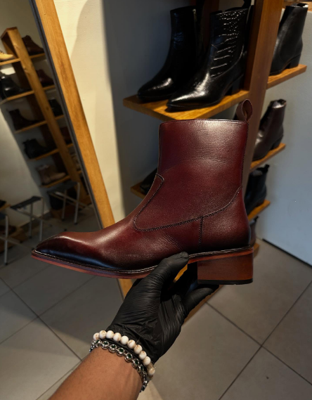 Thin Square Toe Side Zipper Chunky Heel Short Boots