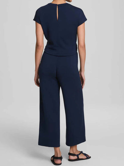 Short Sleeve Tie-waist Jumpsuit