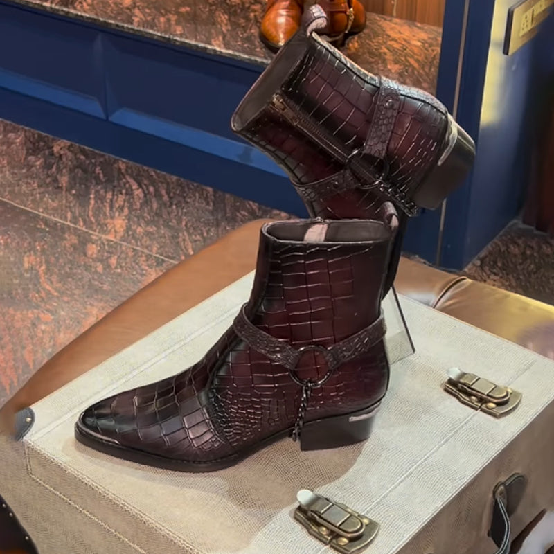 Men's Buckle Point Toe Boots