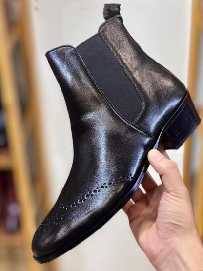 Men's Brogue Carved British Style Ankle Boots