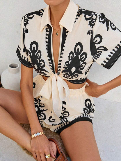 Fashion Placement Print Two Pieces Set