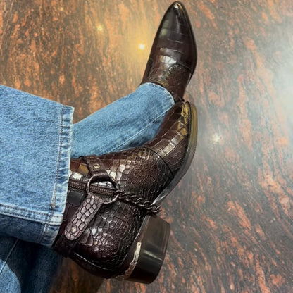 Men's Buckle Point Toe Boots